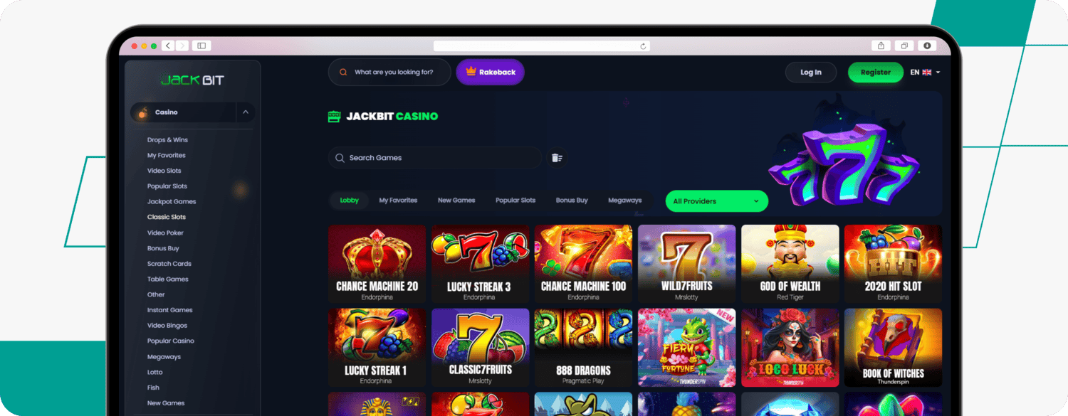 screenshot of jackbit classic slots