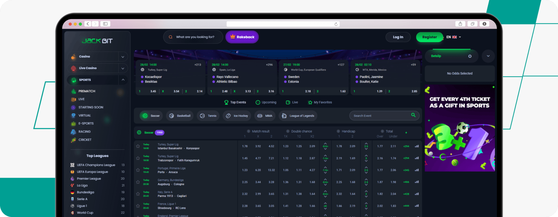 screenshot of jackbit sportsbook