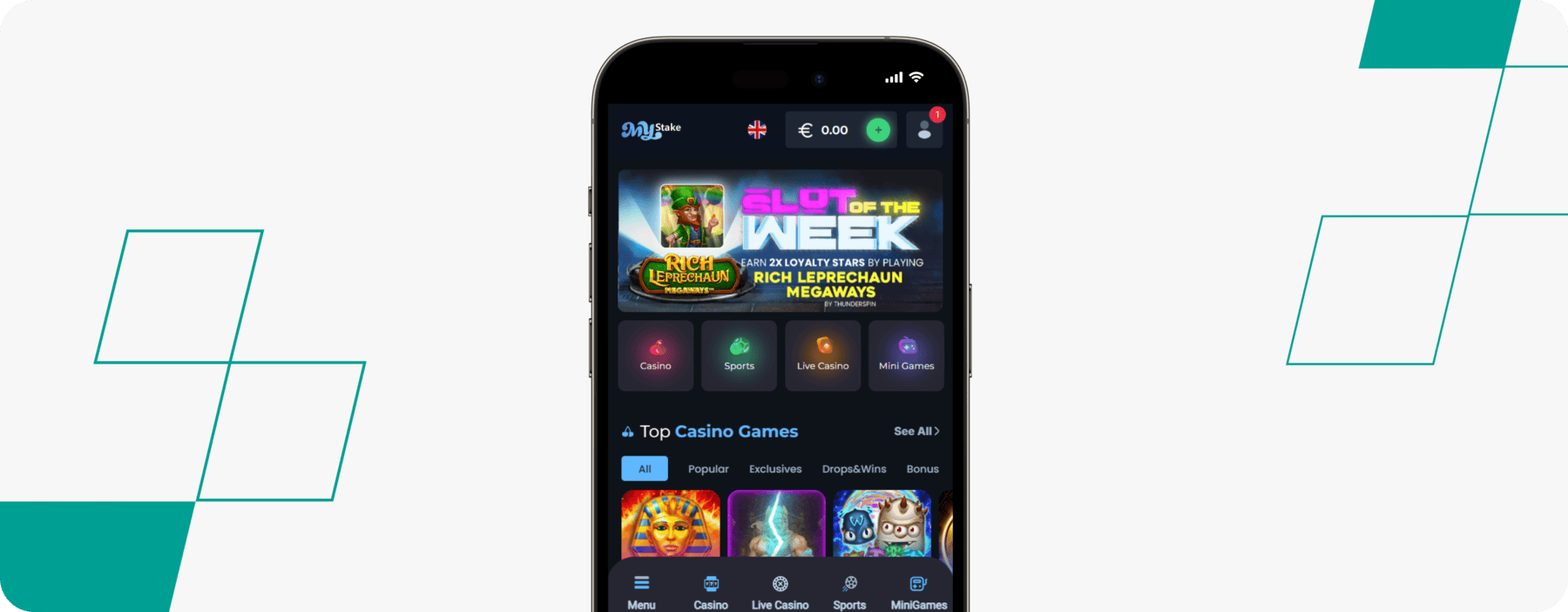 screenshot of mystake mobile app