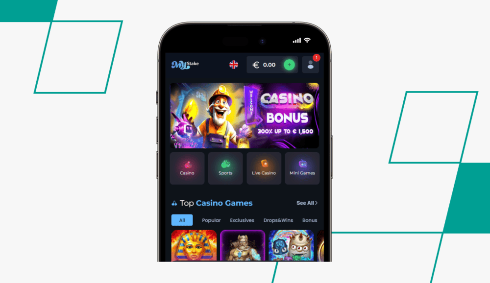screenshot of mystake casino homepage