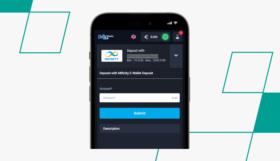 screenshot of mystake deposit page