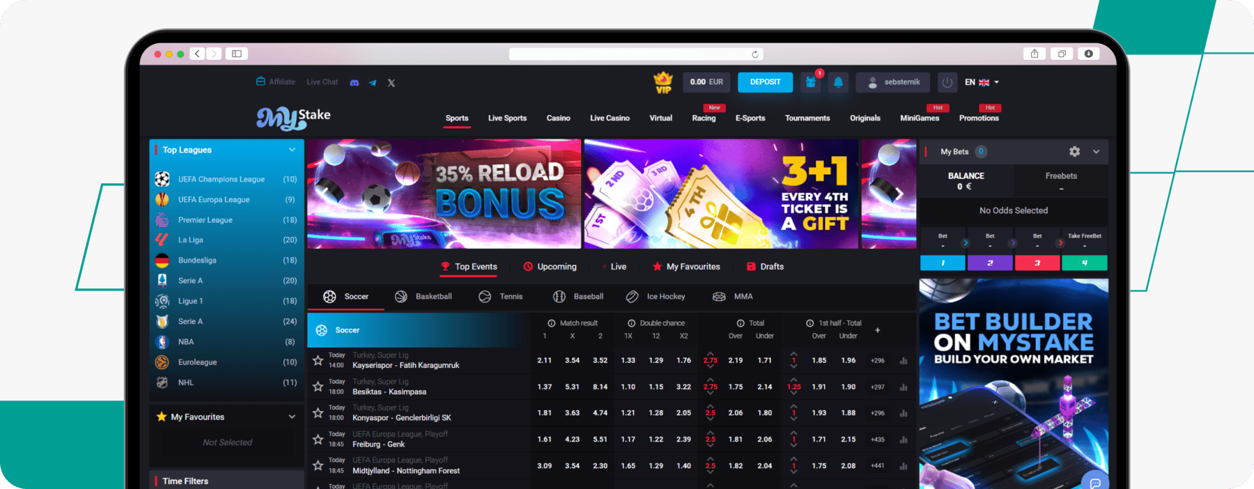 screenshot of mystake sportsbook