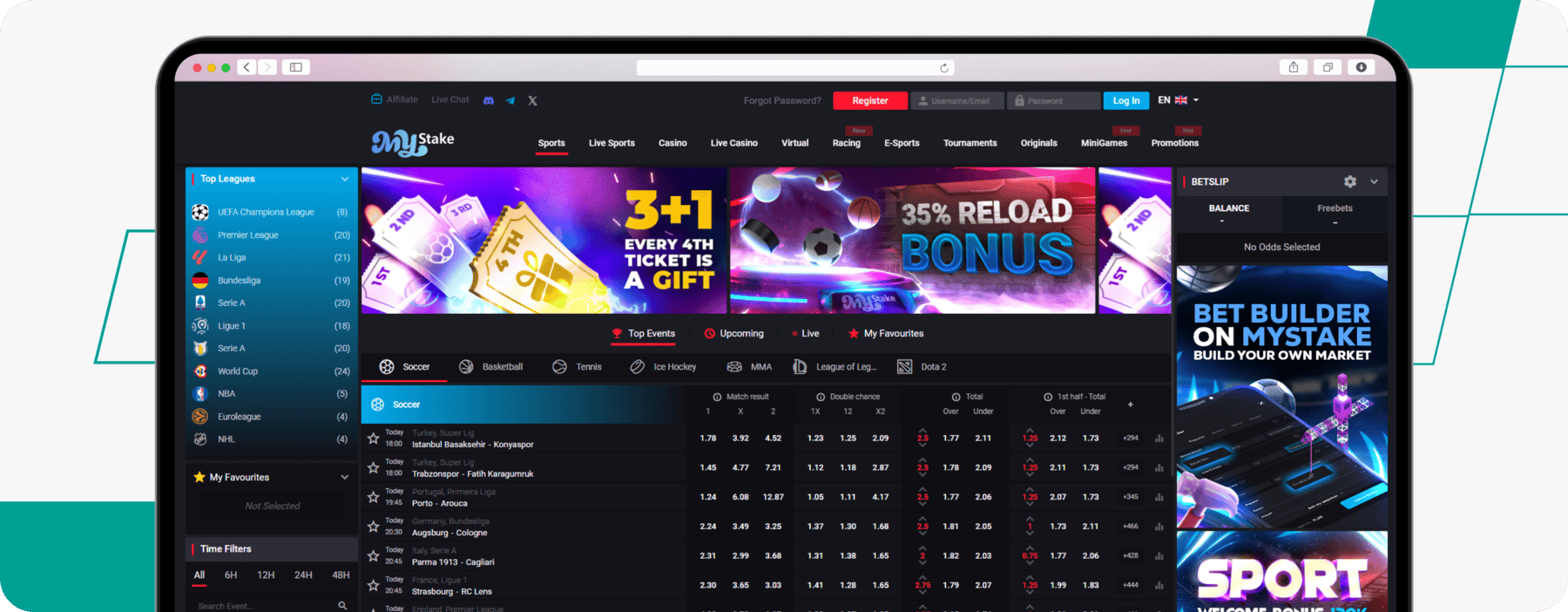 screenshot of mystake sportsbook