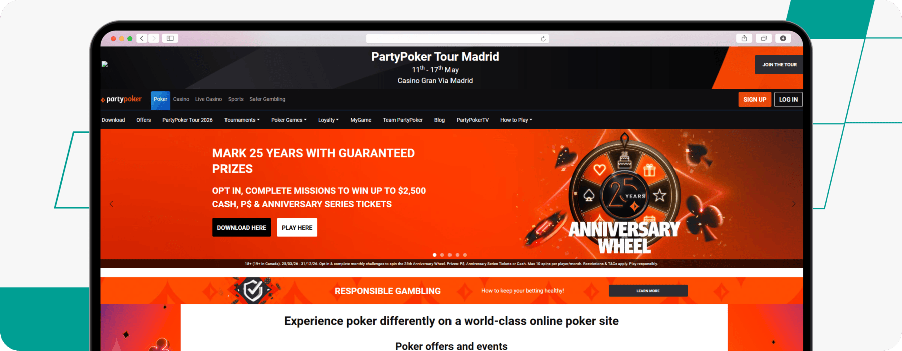 screenshot of partypoker poker page
