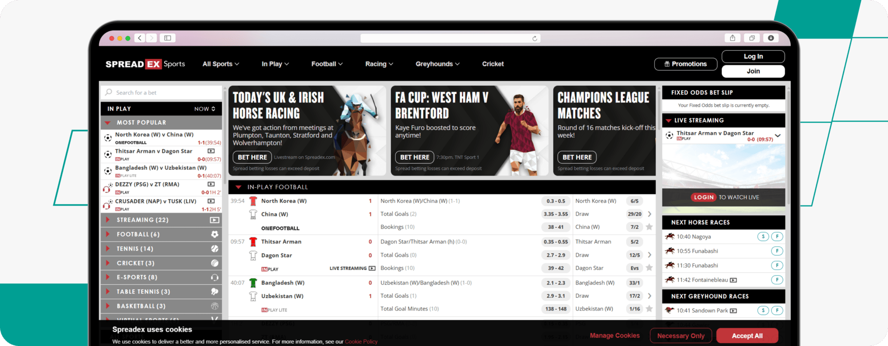 screenshot of spreadex homepage