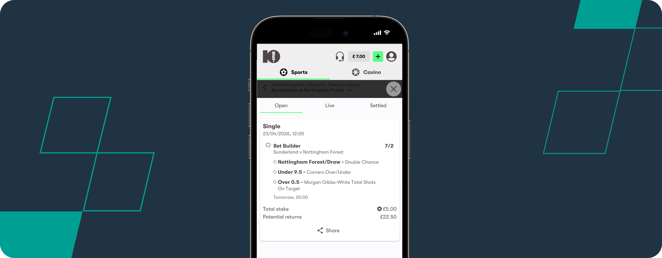 10bet Betslip Sunderland vs Nottingham Forest Bet Builder 24 April