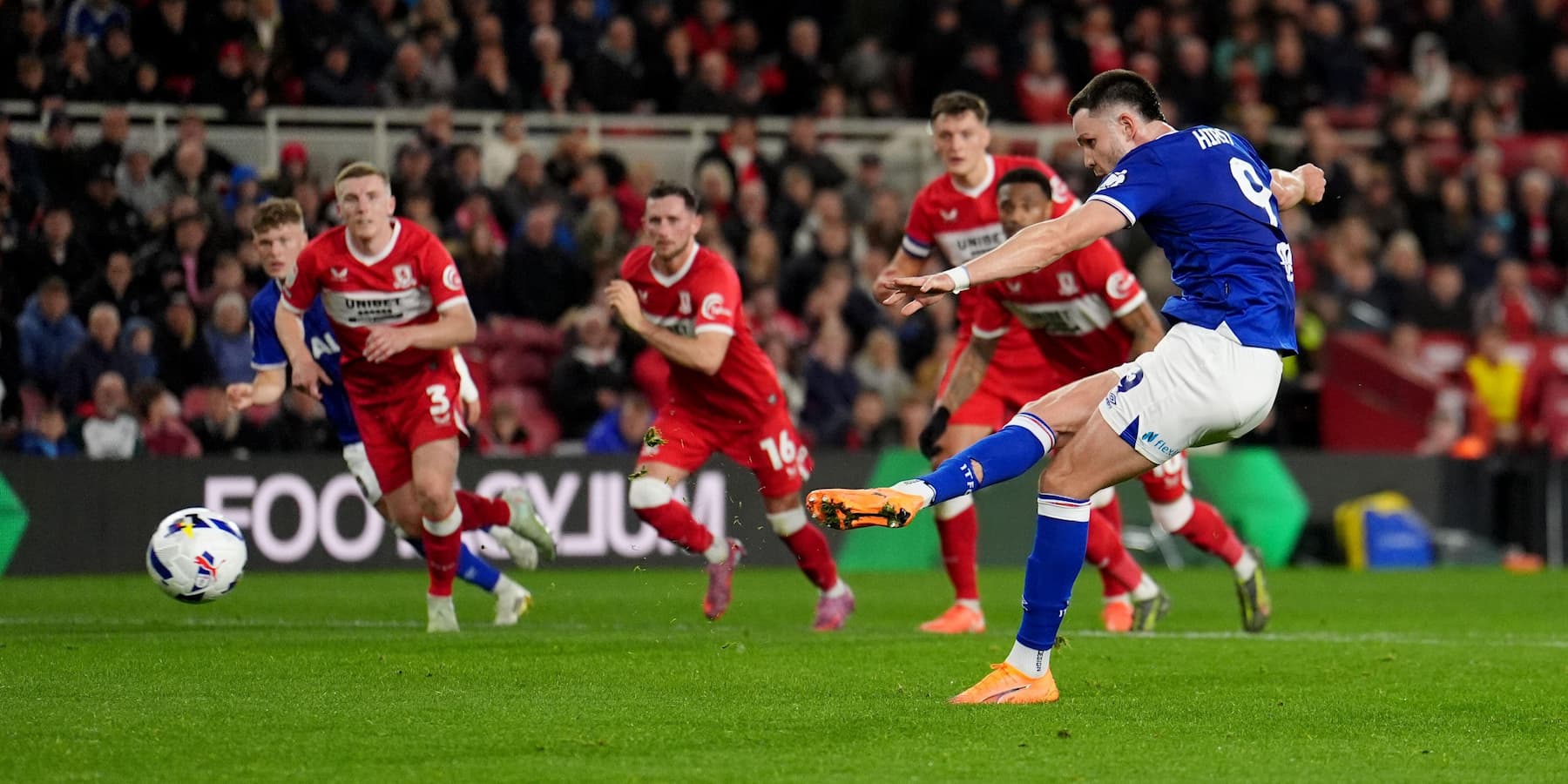 George Hirst taking a penalty for Ipswich