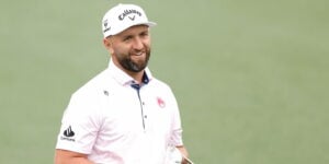 Jon Rahm playing golf Augusta National ahead of the 2026 Masters