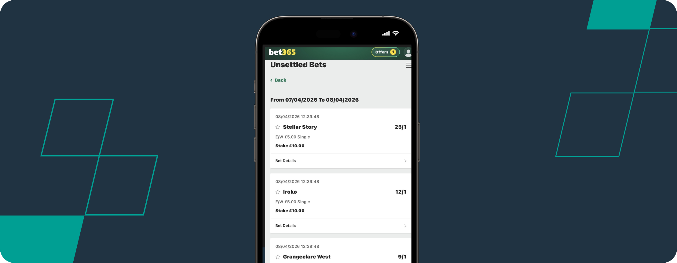 Screenshot of bet365 Grand National bets 2026