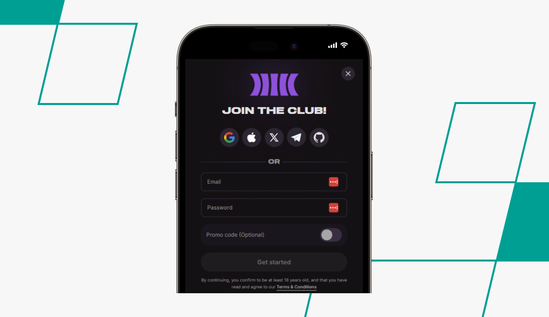 screenshot of cloudbet registration step 1