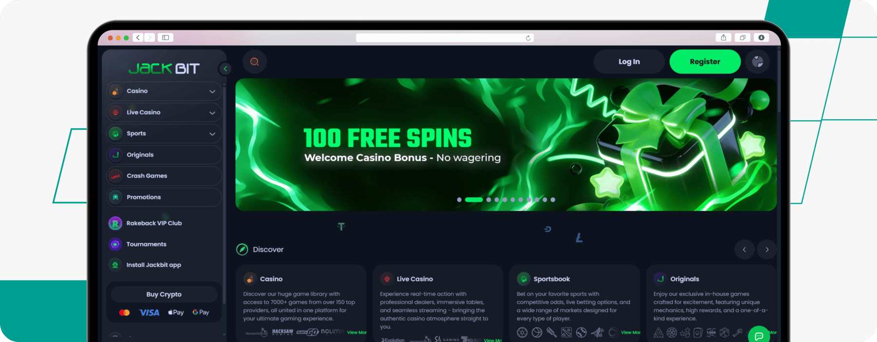 screenshot of jackbit homepage