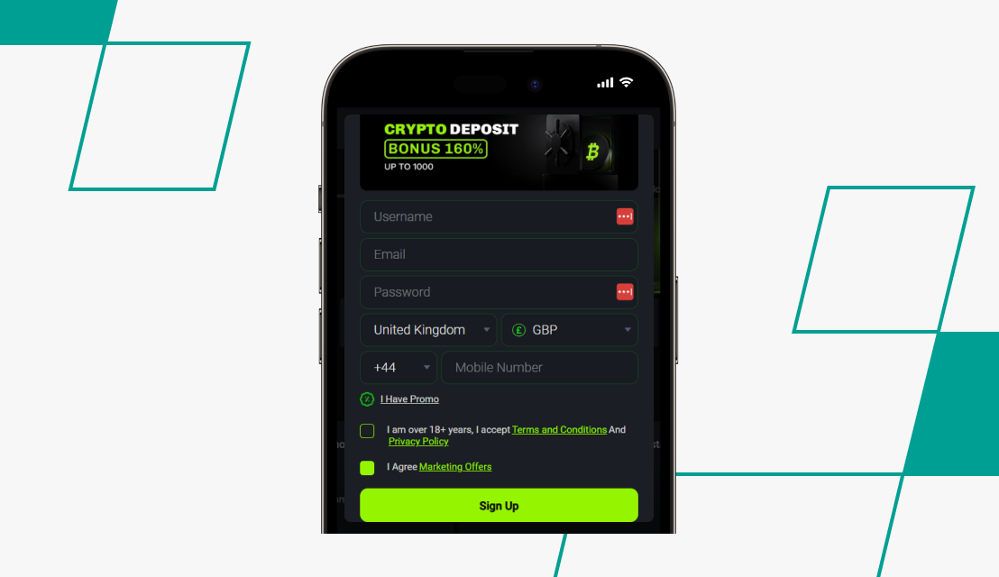 screenshot of velobet registration step 2