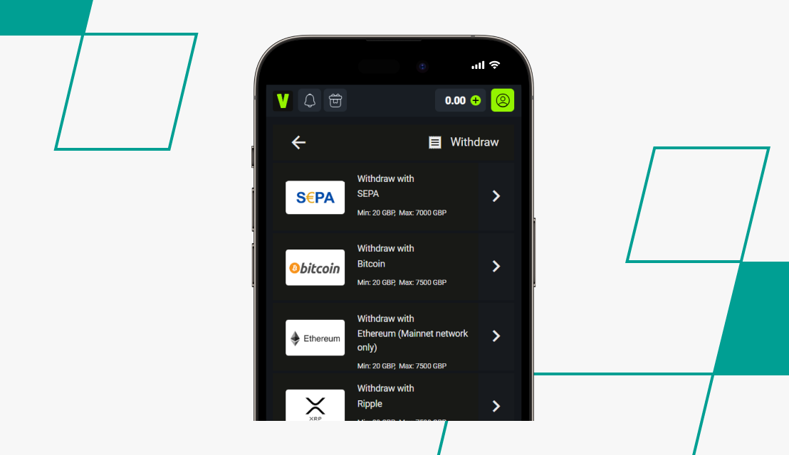 screenshot of velobet withdrawal step 3