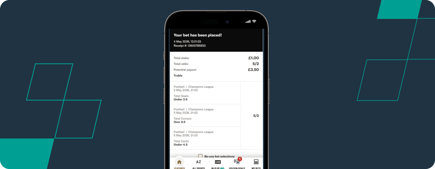 BetMGM Betslip Arsenal vs Atletico Madrid May 5th 2026