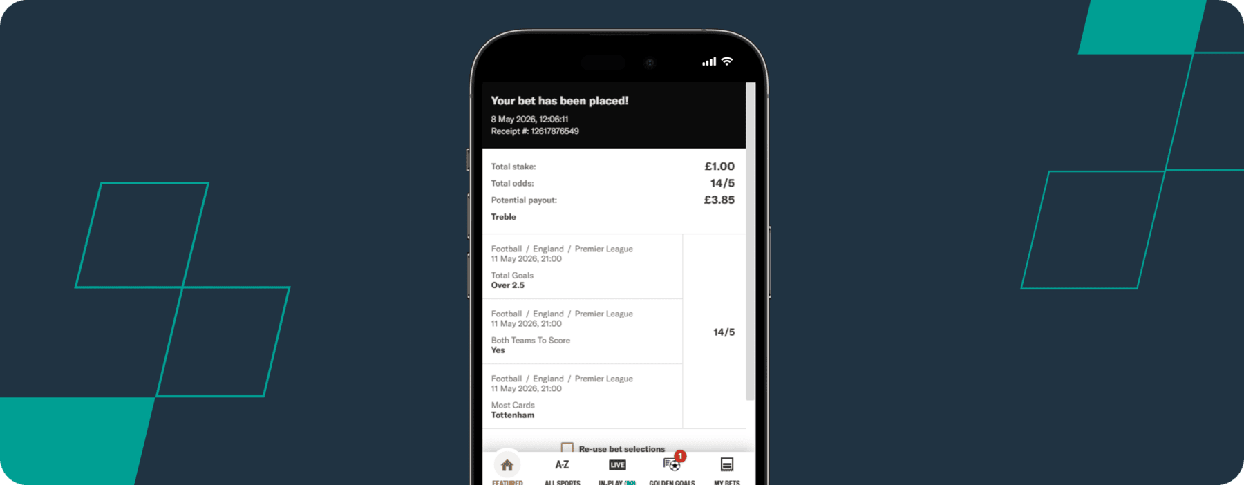 My betslip for my Spurs vs Leeds bet builder, May 11th 2026.