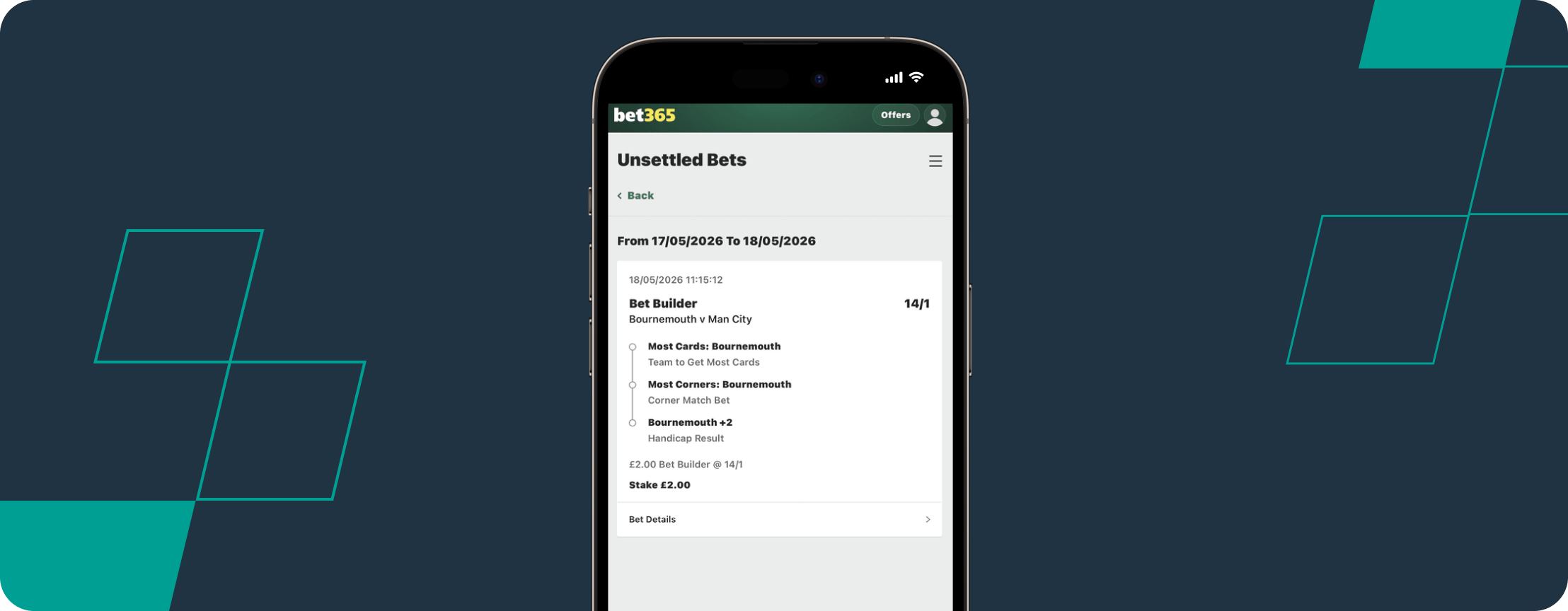 TPP betslip bet365 Bournemouth v Man City desktop