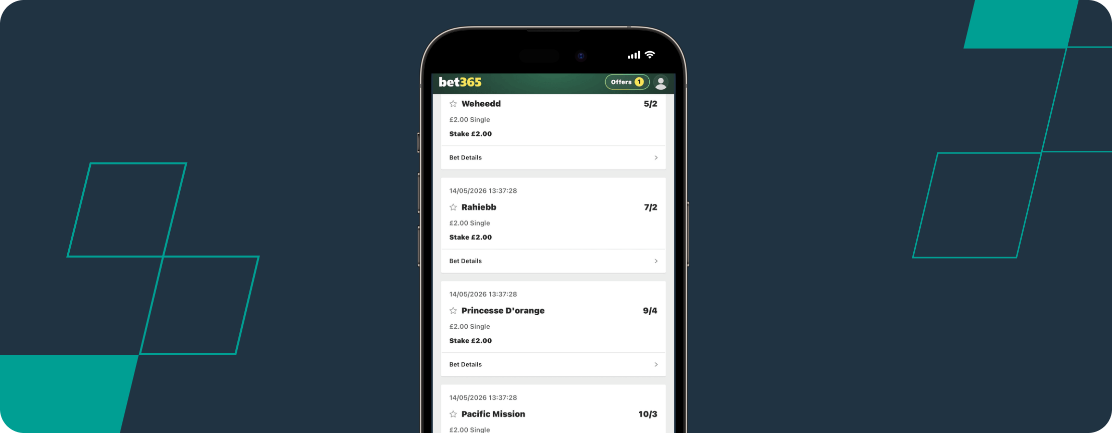 bet365 betslip Dante Fesitval Day 3 desktop