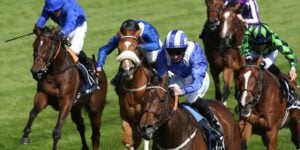 Paul Hanagan riding Oaks winner Taghrooda in 2014