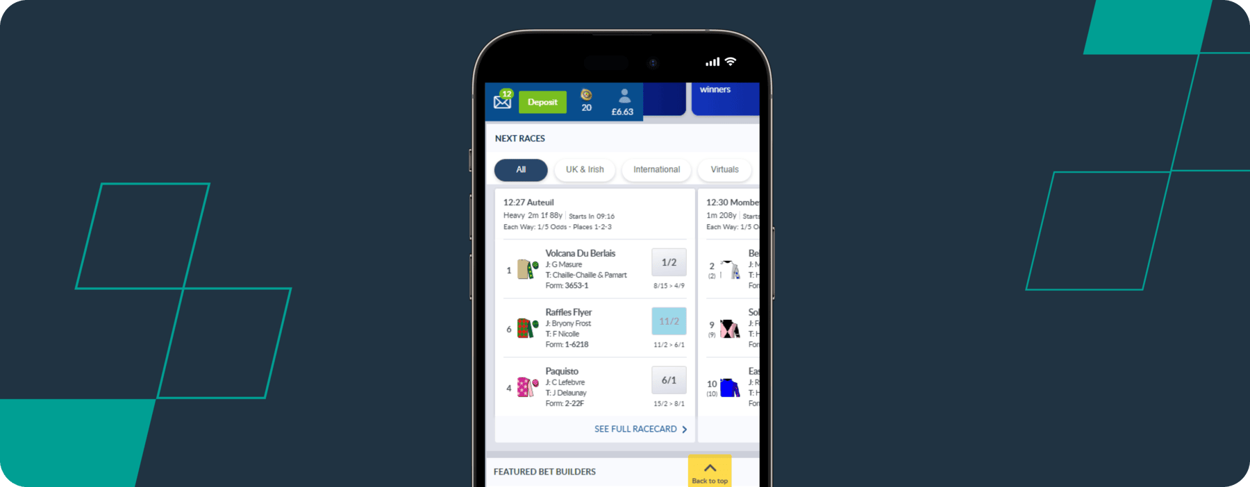 screenshot of coral horse racing app