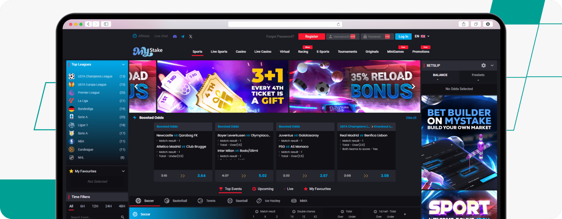 screenshot of mystake sportsbook