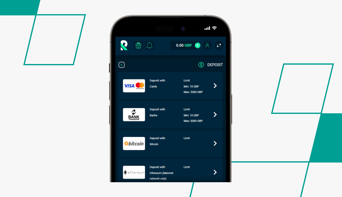 screenshot of rolletto deposit step 2