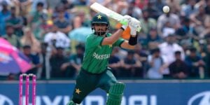 Babar Azam in action for Pakistan