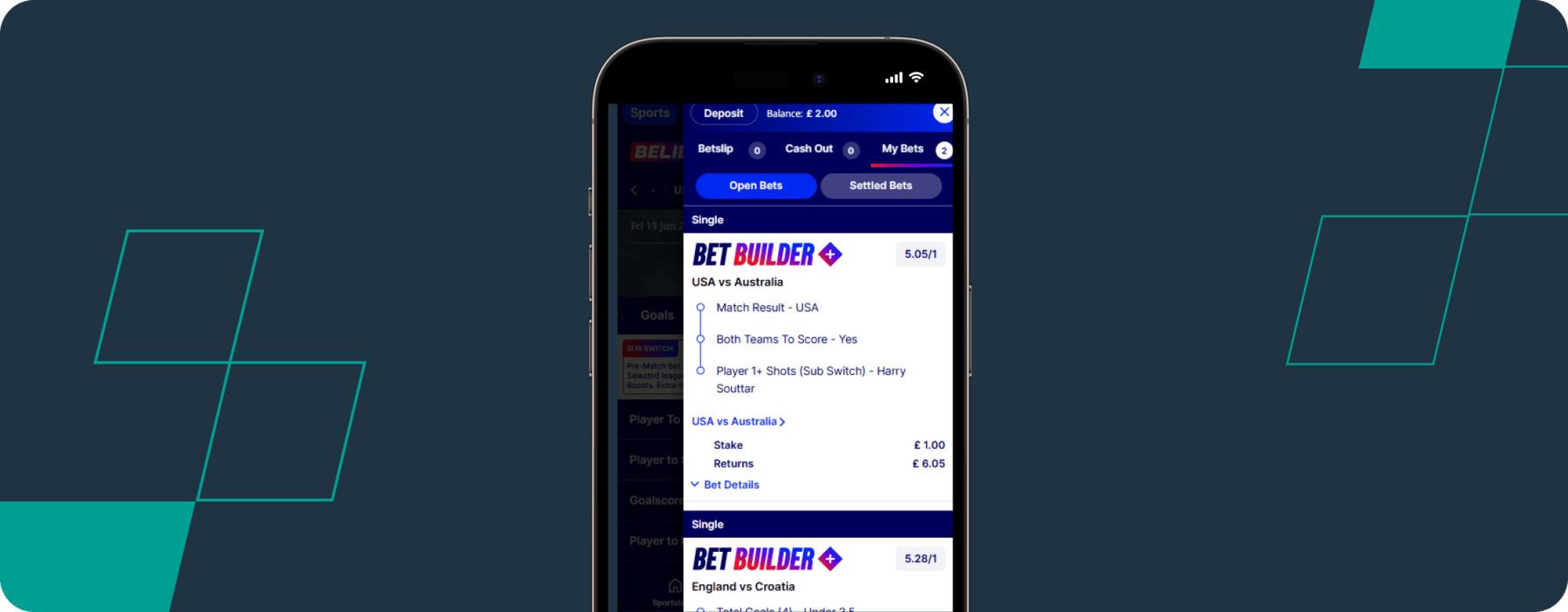 Betfred betslip 17th June USA vs Australia