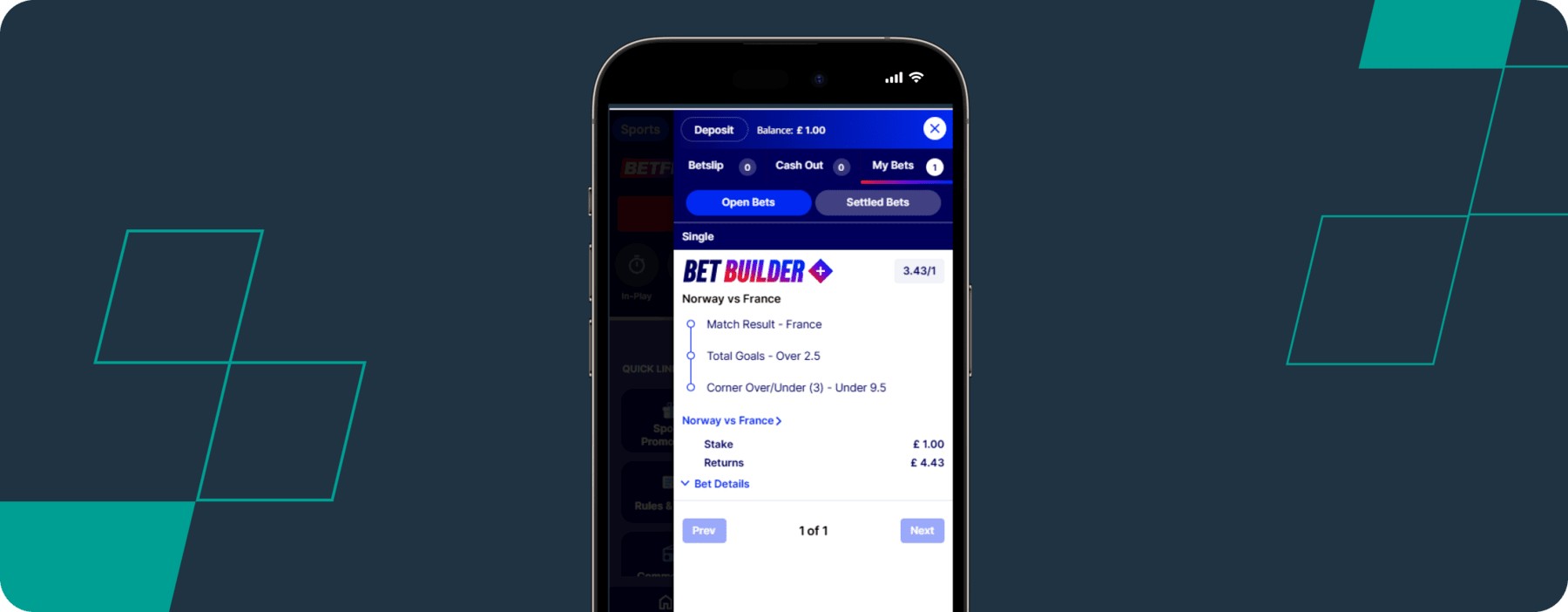 Betfred betslip 24th June Norway vs France desktop