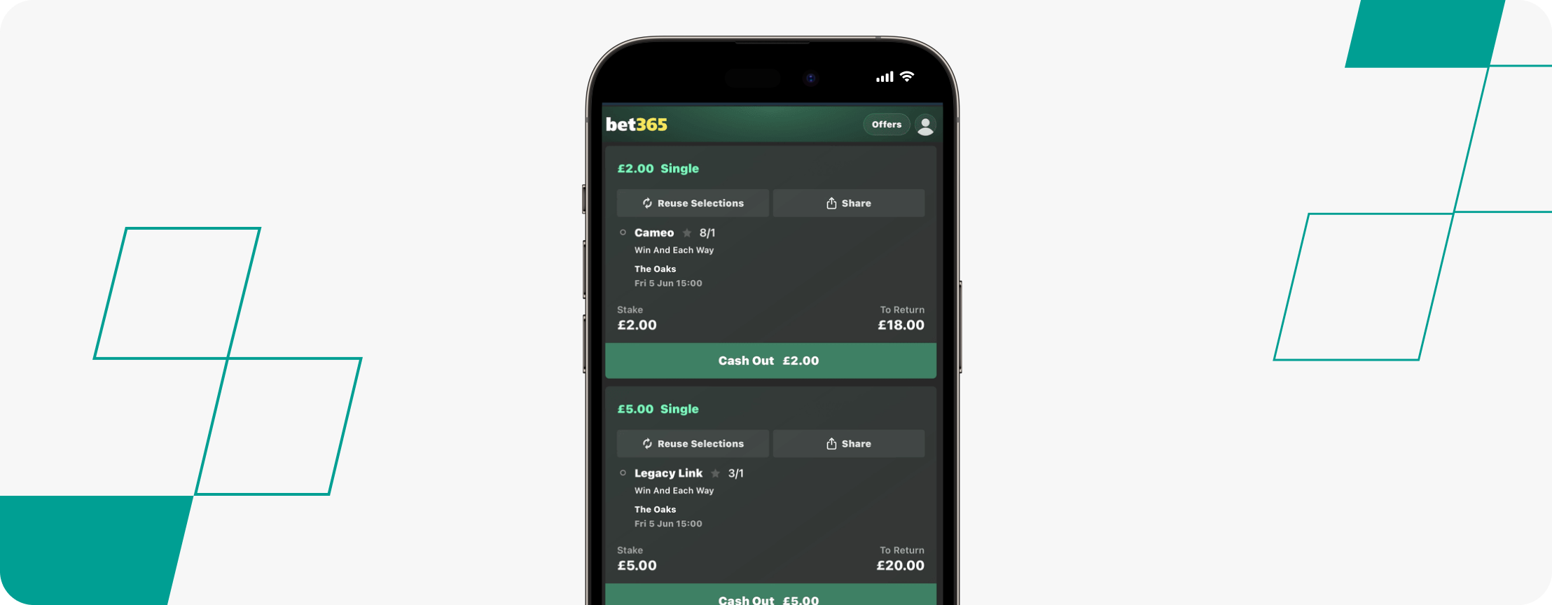 bet365 betslip, the Oaks 2026