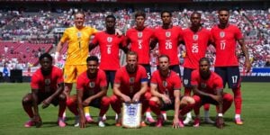 The England team ahead of an international friendly match