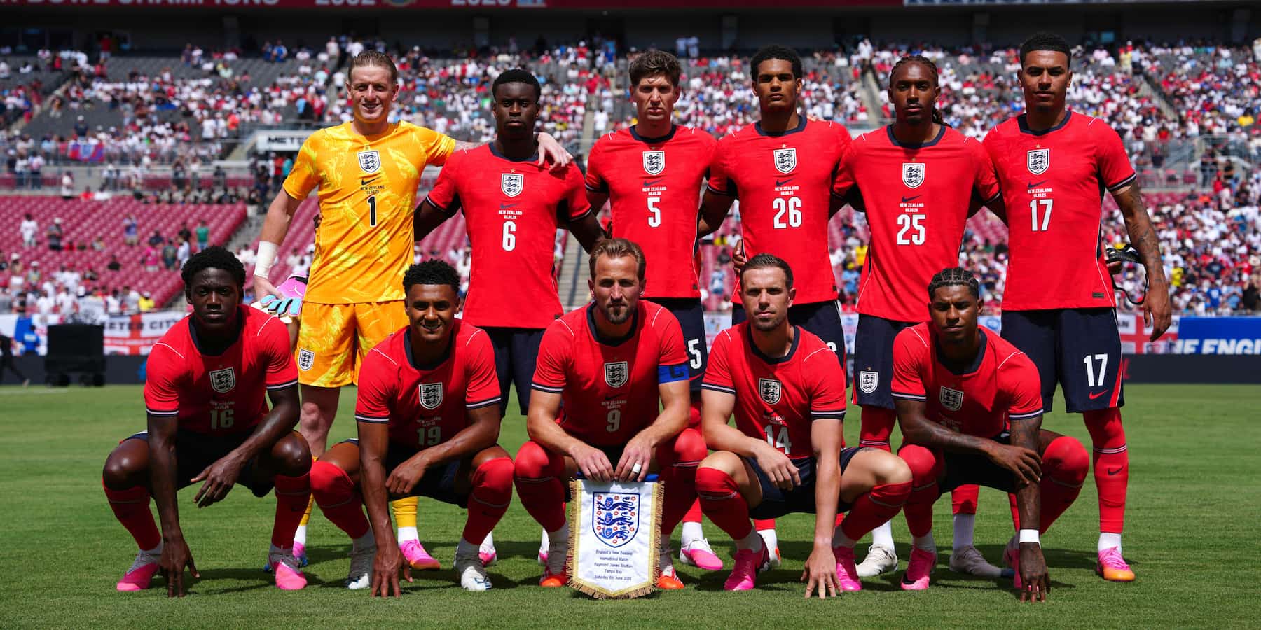 The England team ahead of an international friendly match