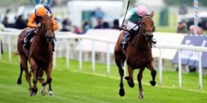 Legacy Link and Colin Keane wining the Musidora Stakes at York