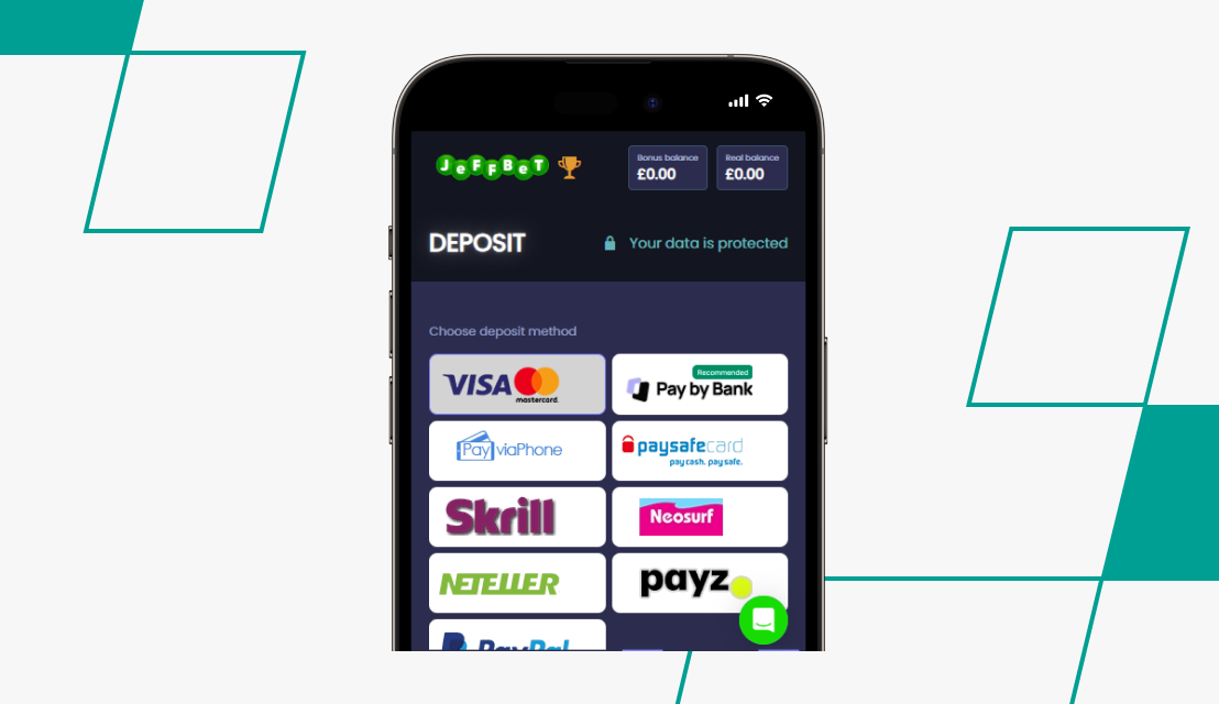 screenshot of jeffbet deposit step 1