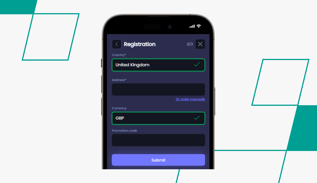 screenshot of jeffbet registration step 3