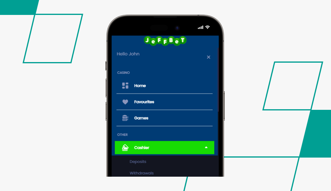 screenshot of jeffbet withdrawal step 1