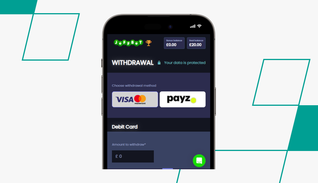 screenshot of jeffbet withdrawal step 2