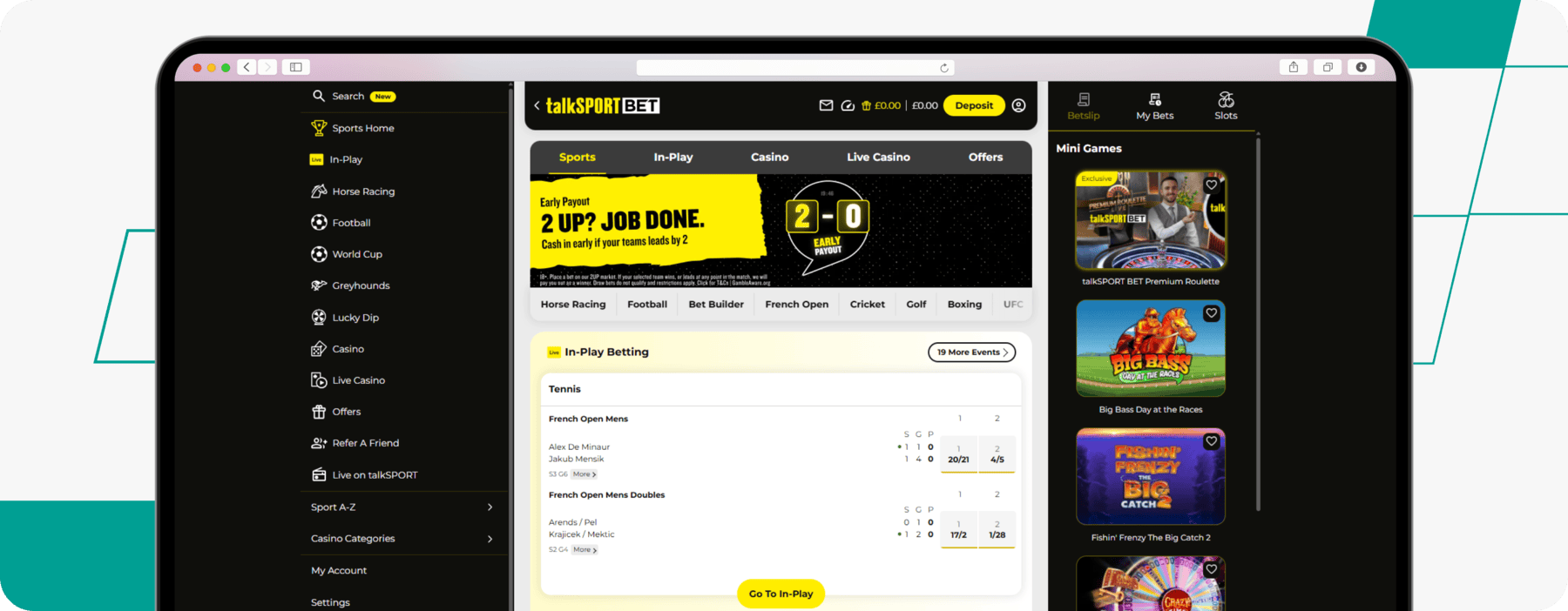 screenshot of talksport bet sportsbook main page