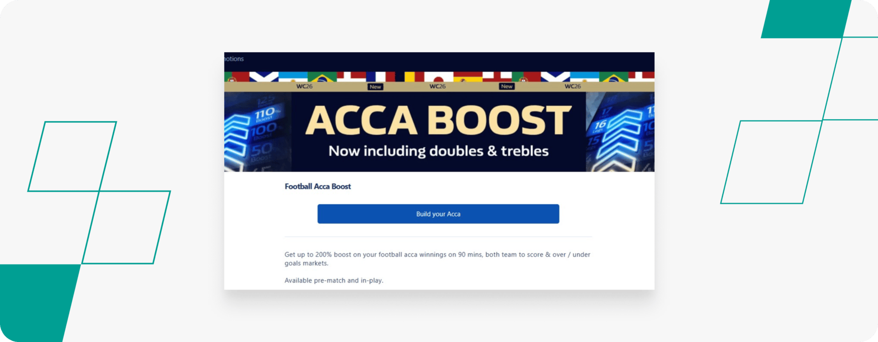 screenshot of william hill acca boost