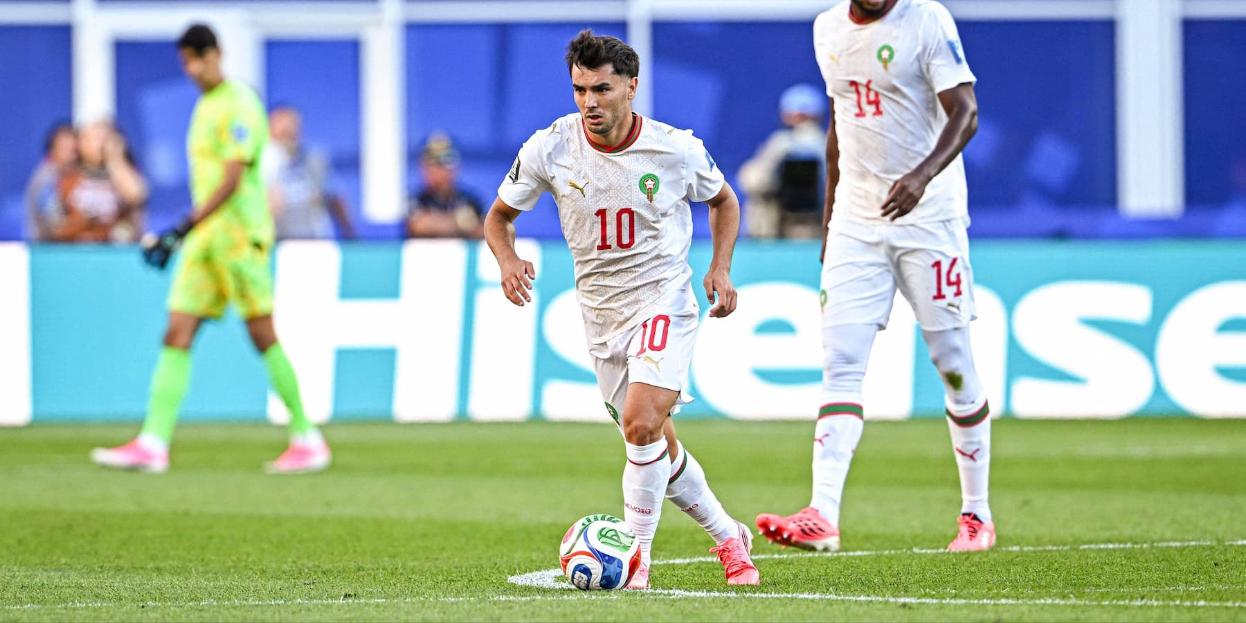Brahim Diaz playing in the World Cup for Morocco