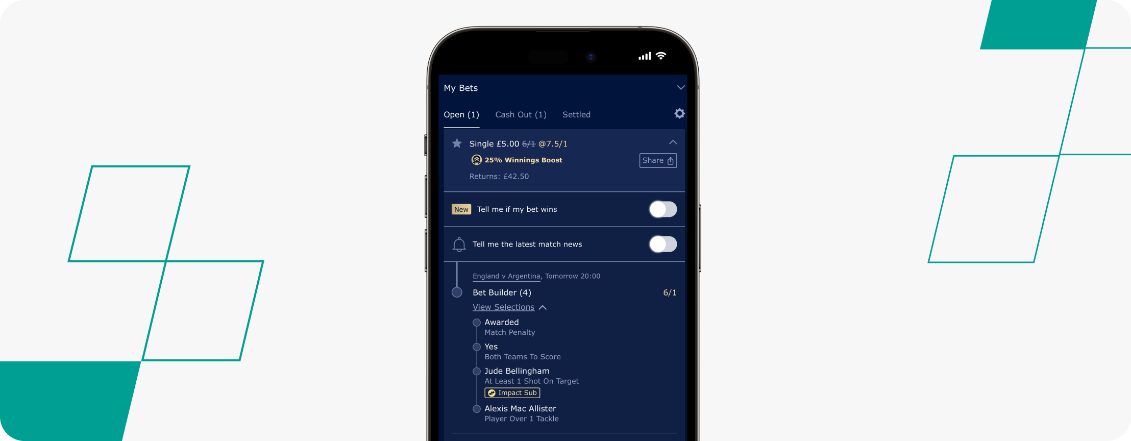 William Hill Betslip England vs Argentina Bet Builder 14 July 2026