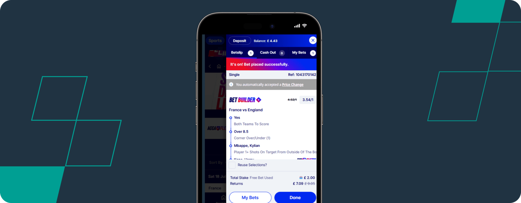 Betfred betslip 1240 BST 16th July 2026 Fra vs Eng WC 26