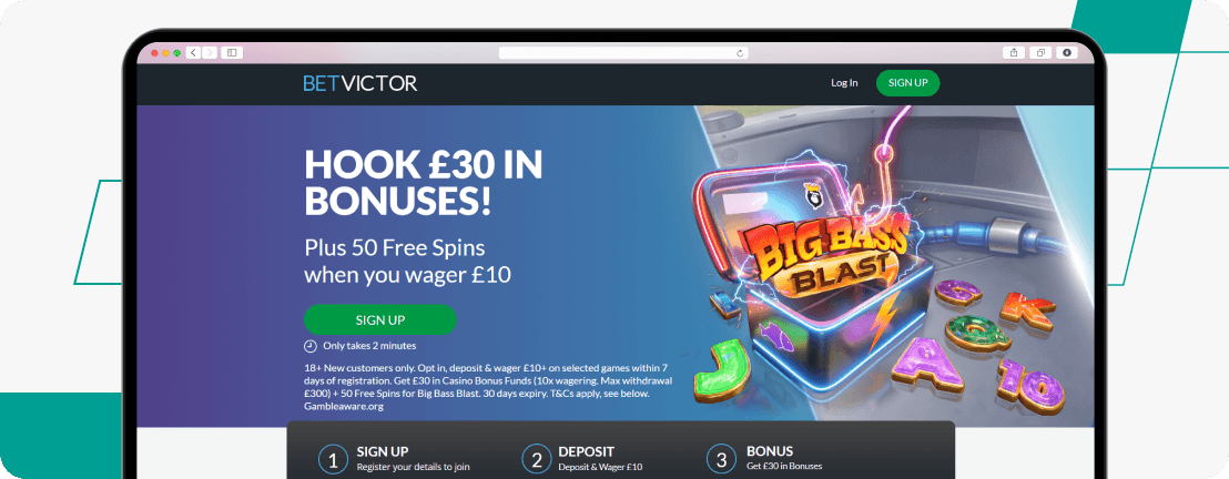 screenshot of betvictor casino welcome offer