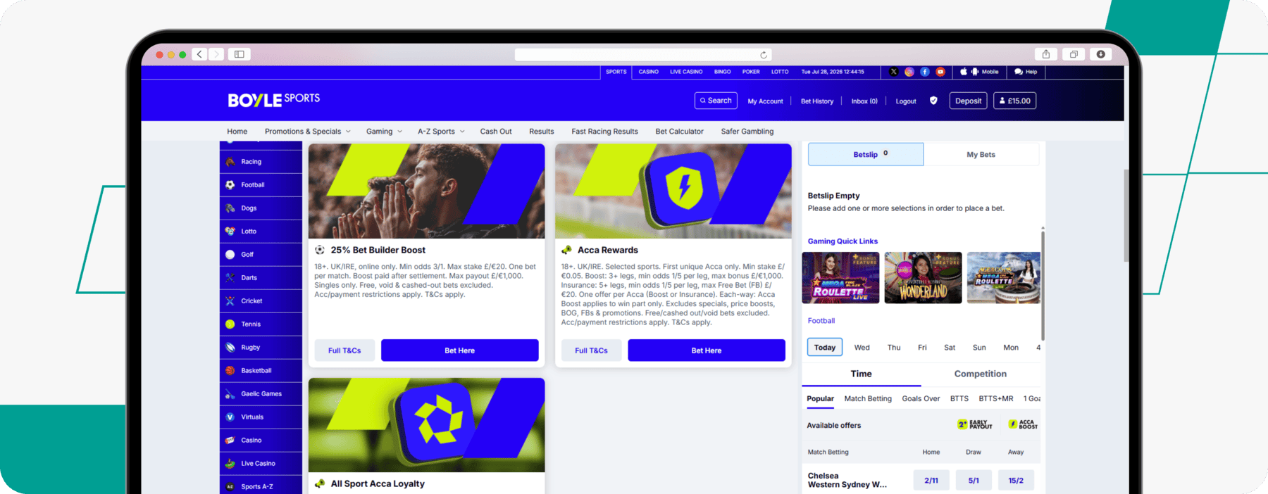 screenshot of boylesports football promotion