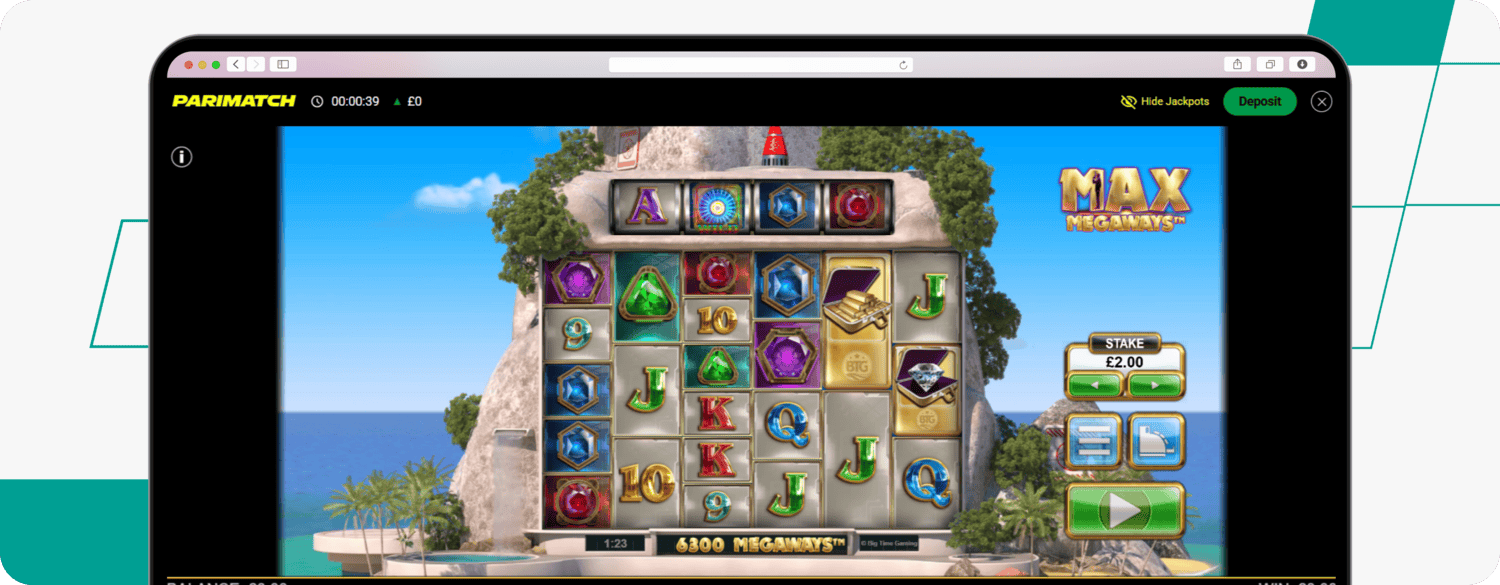 screenshot of parimatch max megaways 3 slot