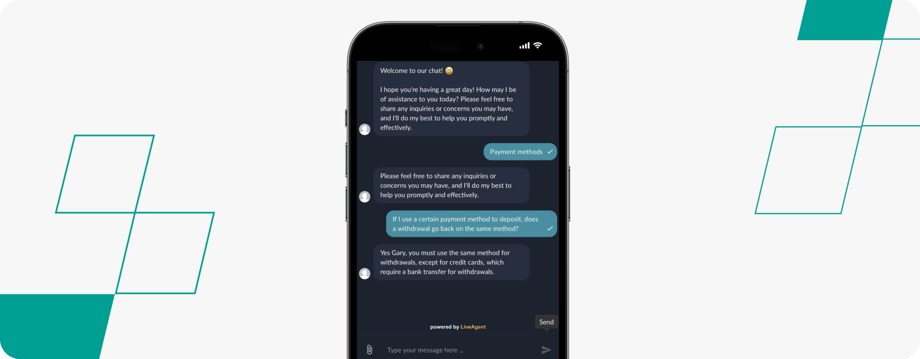 screenshot of uspin customer service live chat