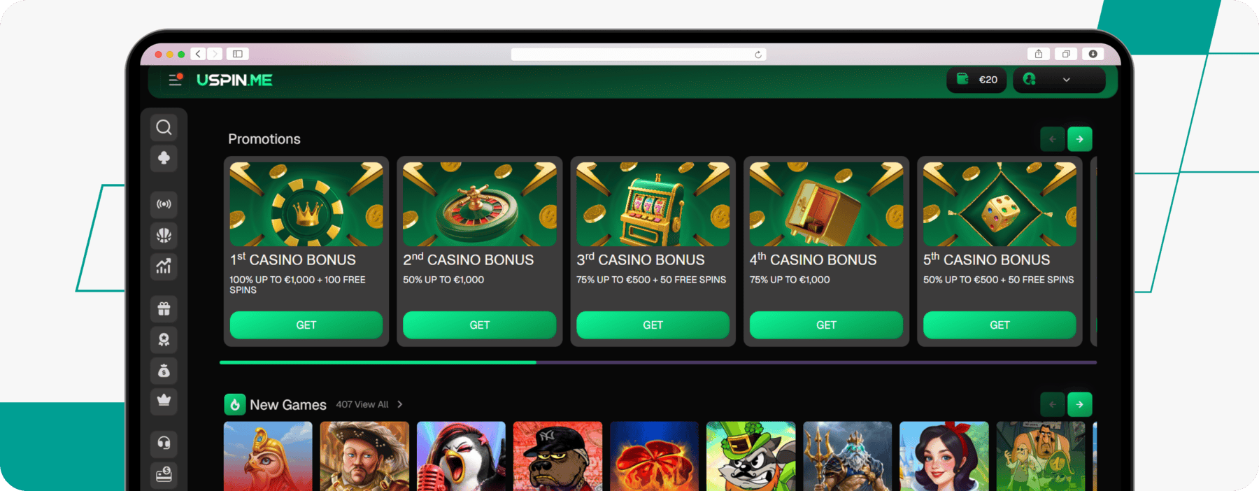 screenshot of upsin welcome bonuses