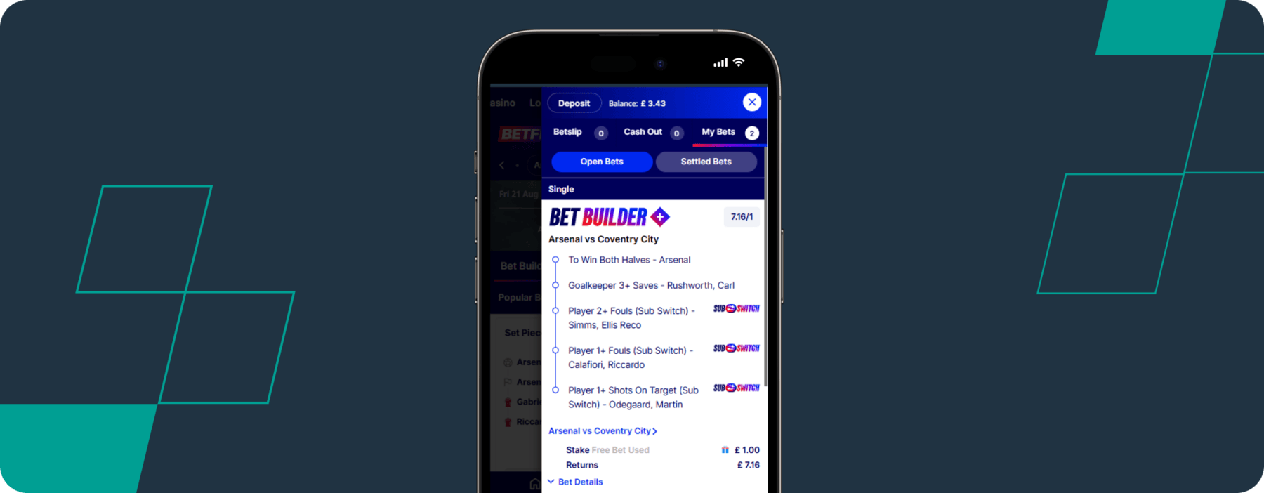 Arsenal vs Coventry Bet Builder Betslip August 21st 2026