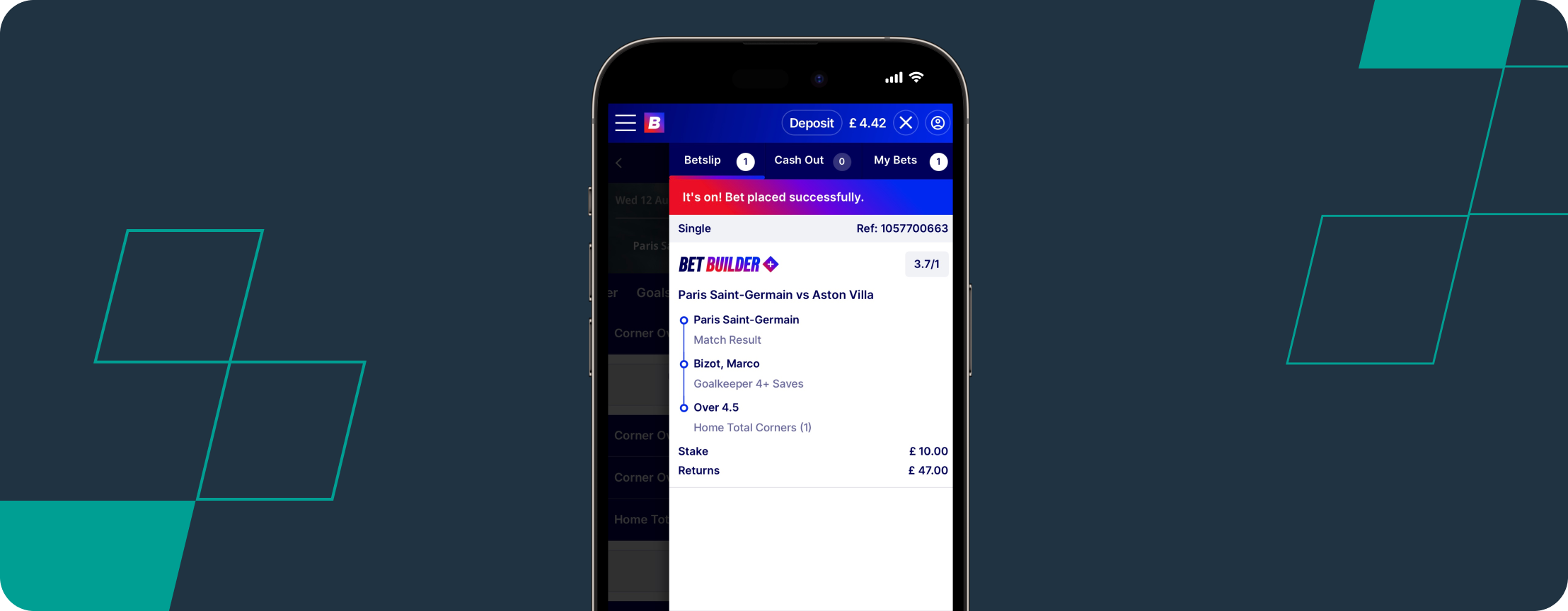 Betfred Bet Slip Uefa Super Cup PSG vs Aston Villa 12 August 2026