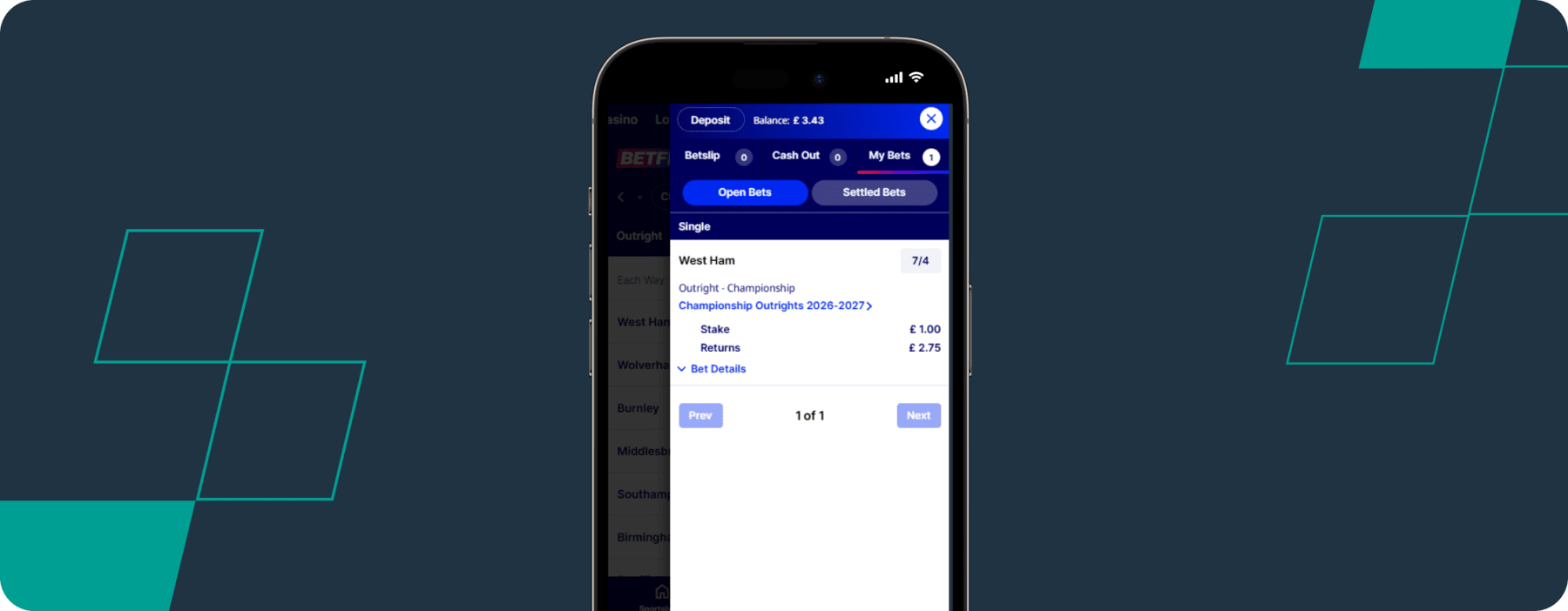 Betfred Betslip Championship Outright Winner 26/27 West Ham