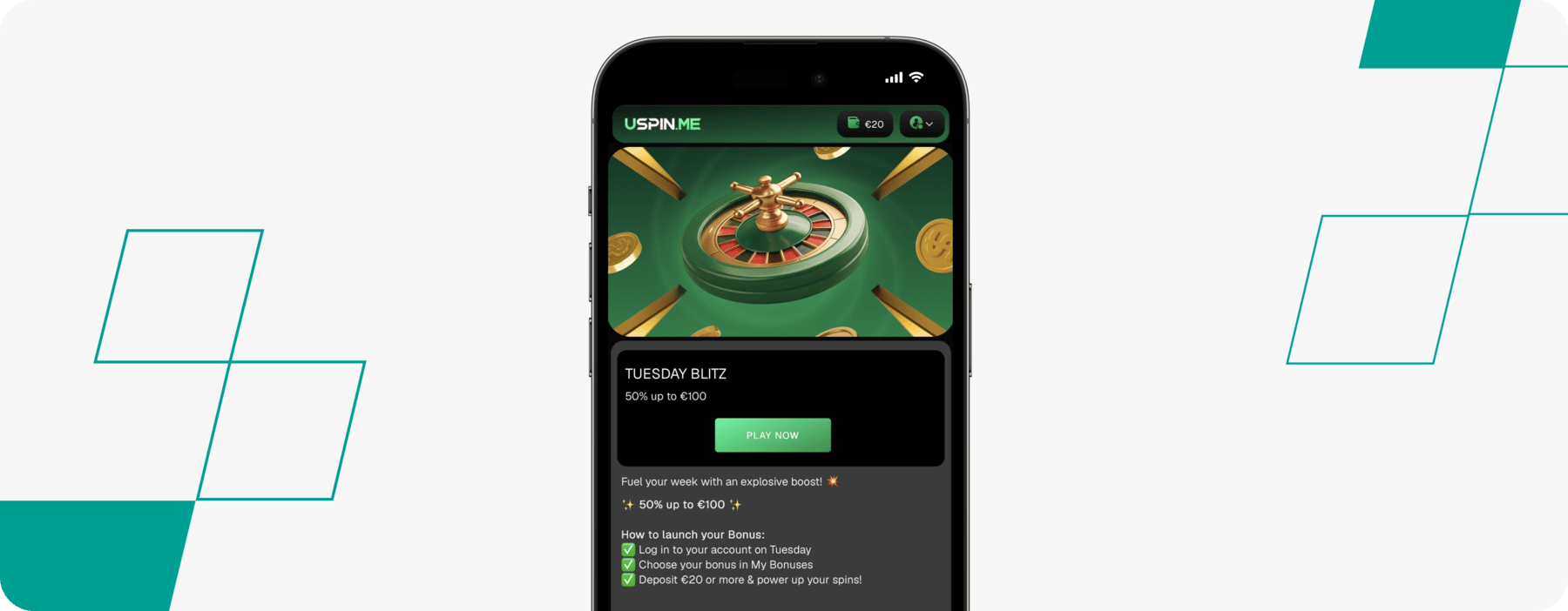 screenshot of uspin tuesday blitz offer